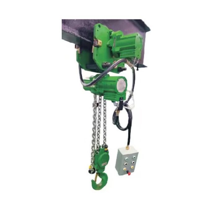 Running pneumatic hoist for mine